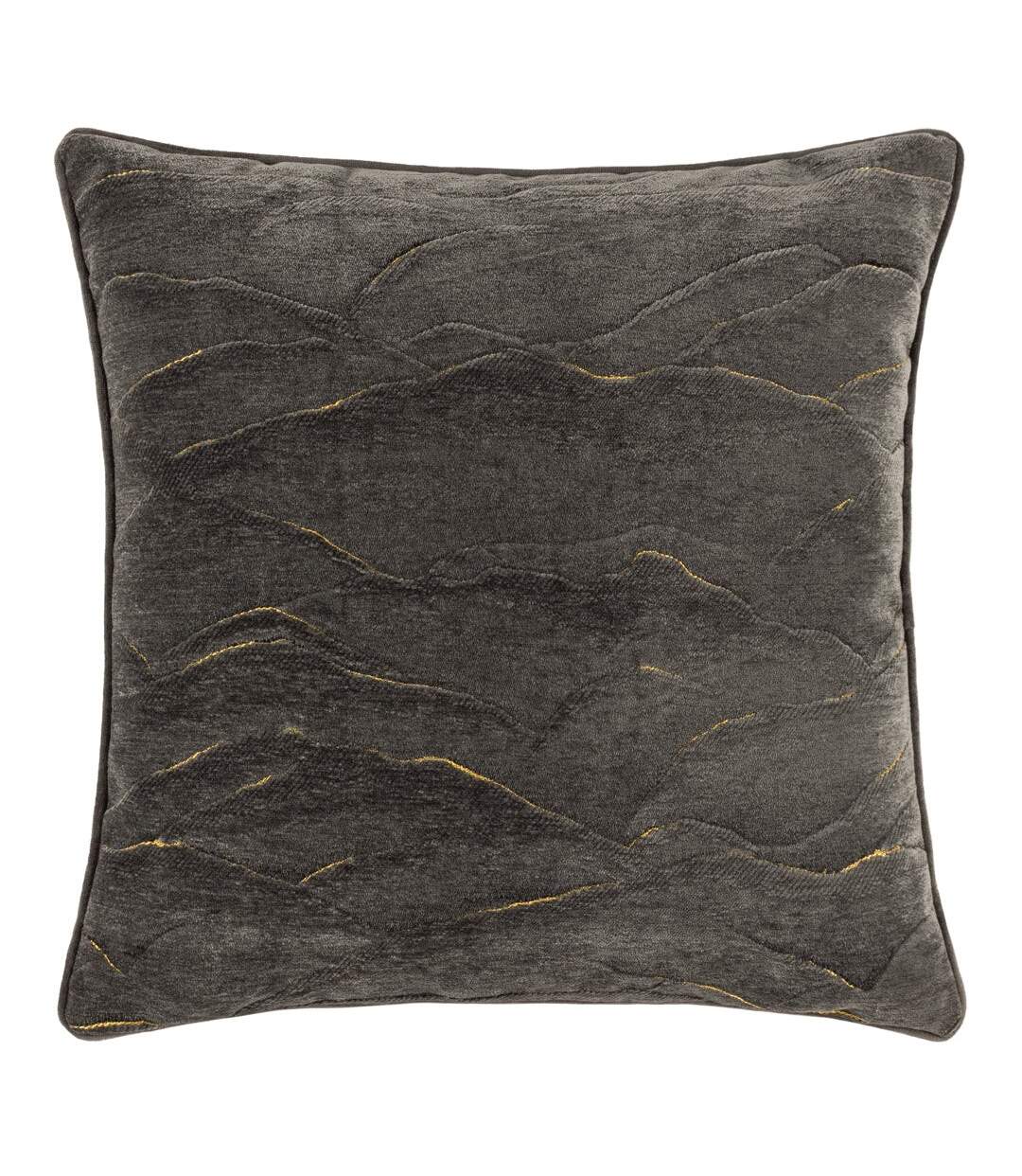 Stratus piping detail jacquard cushion cover 45cm x 45cm charcoal Paoletti-1