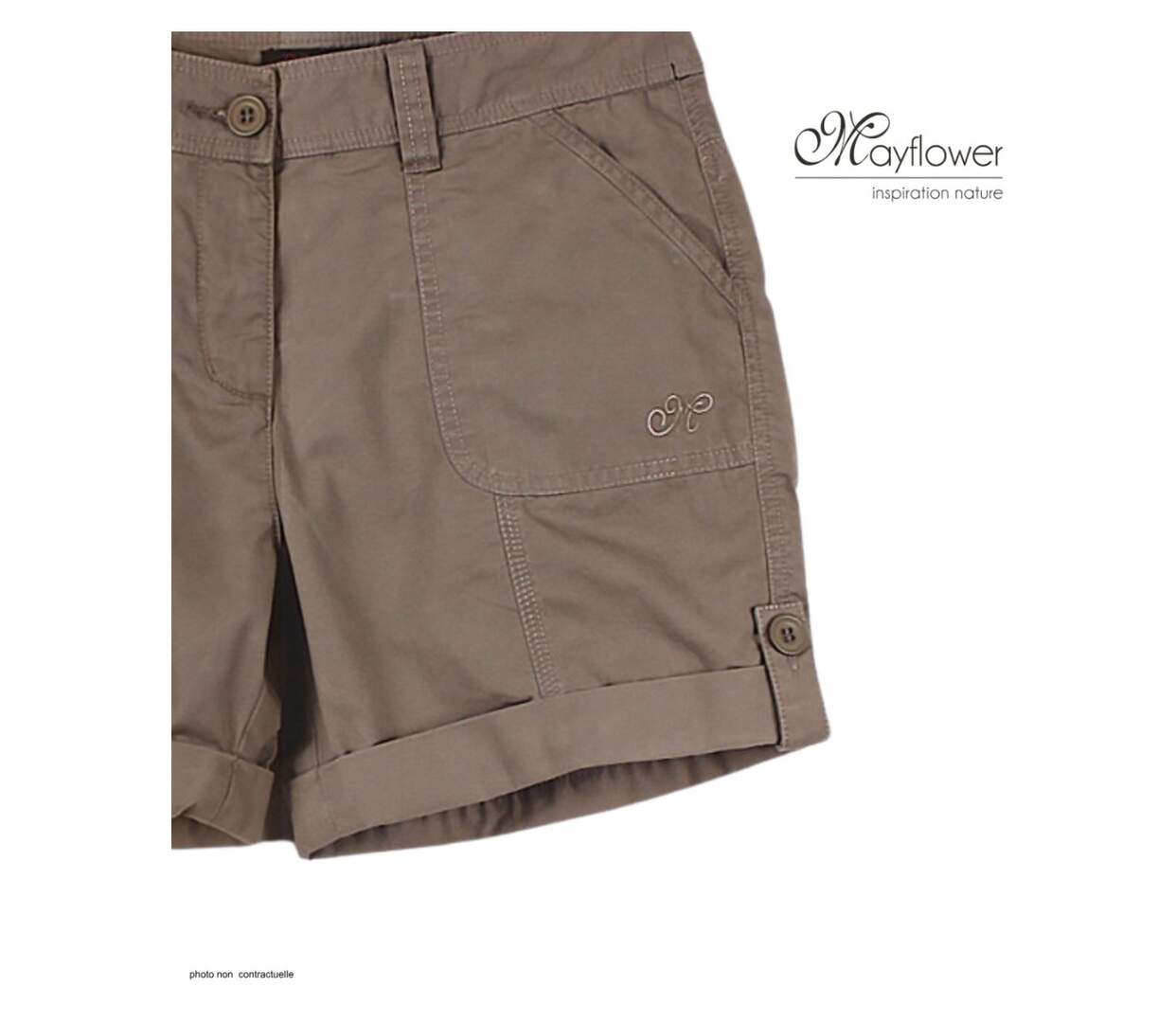 Short en coton Femme MAYFLOWER EXTRA2T : le confort d'une coupe à revers modulables-4