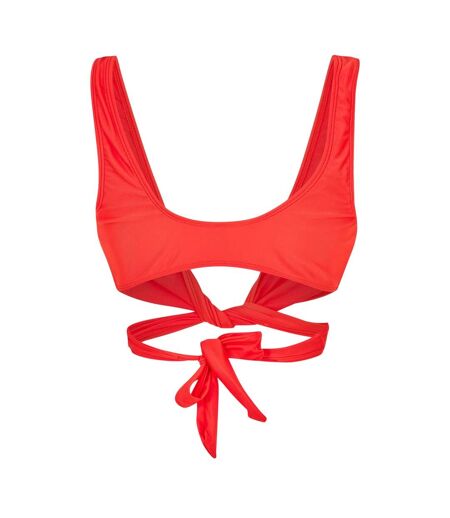 Womens/ladies Wrap Front Bikini Top Red Brave Soul