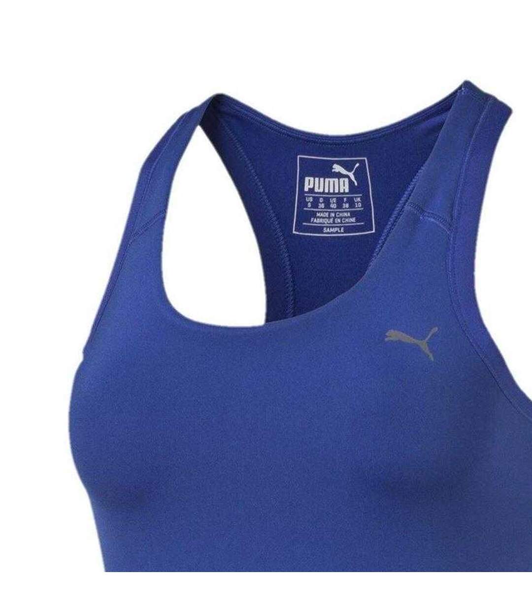 Womens/ladies Essential Performance Racerback Gym Tank Top Blue Puma-3