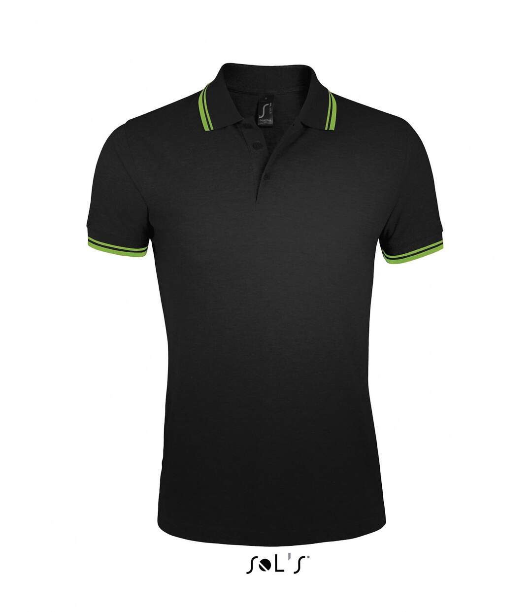 Polo homme coton - 00577 - noir et bande lime