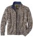 Men's Mottled Knitted Jacket - Full Zip - Brown Navy 