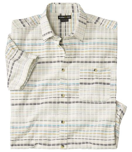 Men's Ecru Waffle-Effect Shirt 