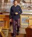 Men's Tartan-Style Pyjama Set - Red Navy