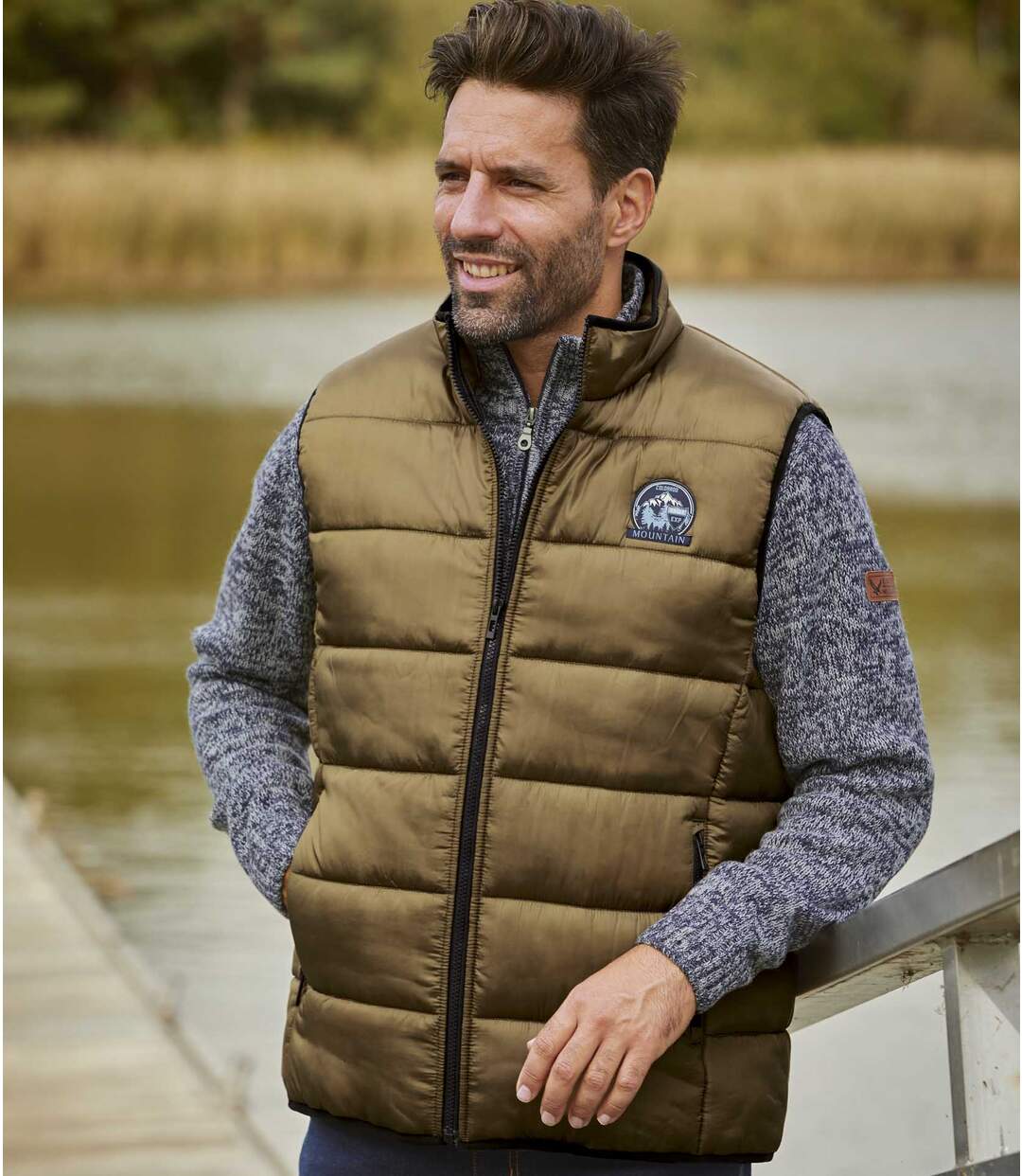 Men's Bronze Full Zip Padded Gilet - Water-Repellent-3