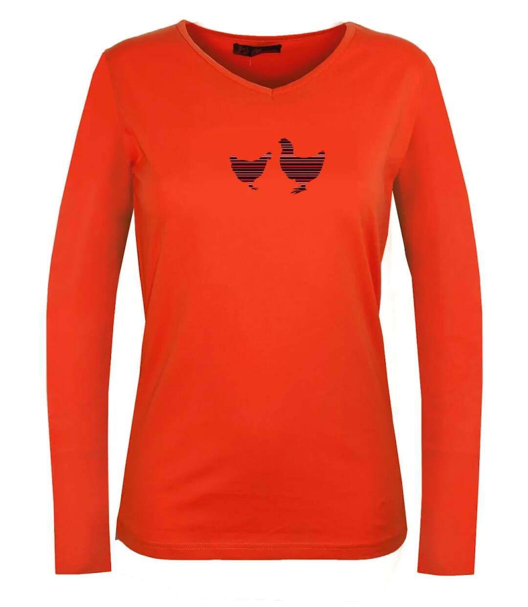 Tee-shirt MAYFLOWER NAPOLI1 orange à sérigraphie poule : confort et peps animalier-5