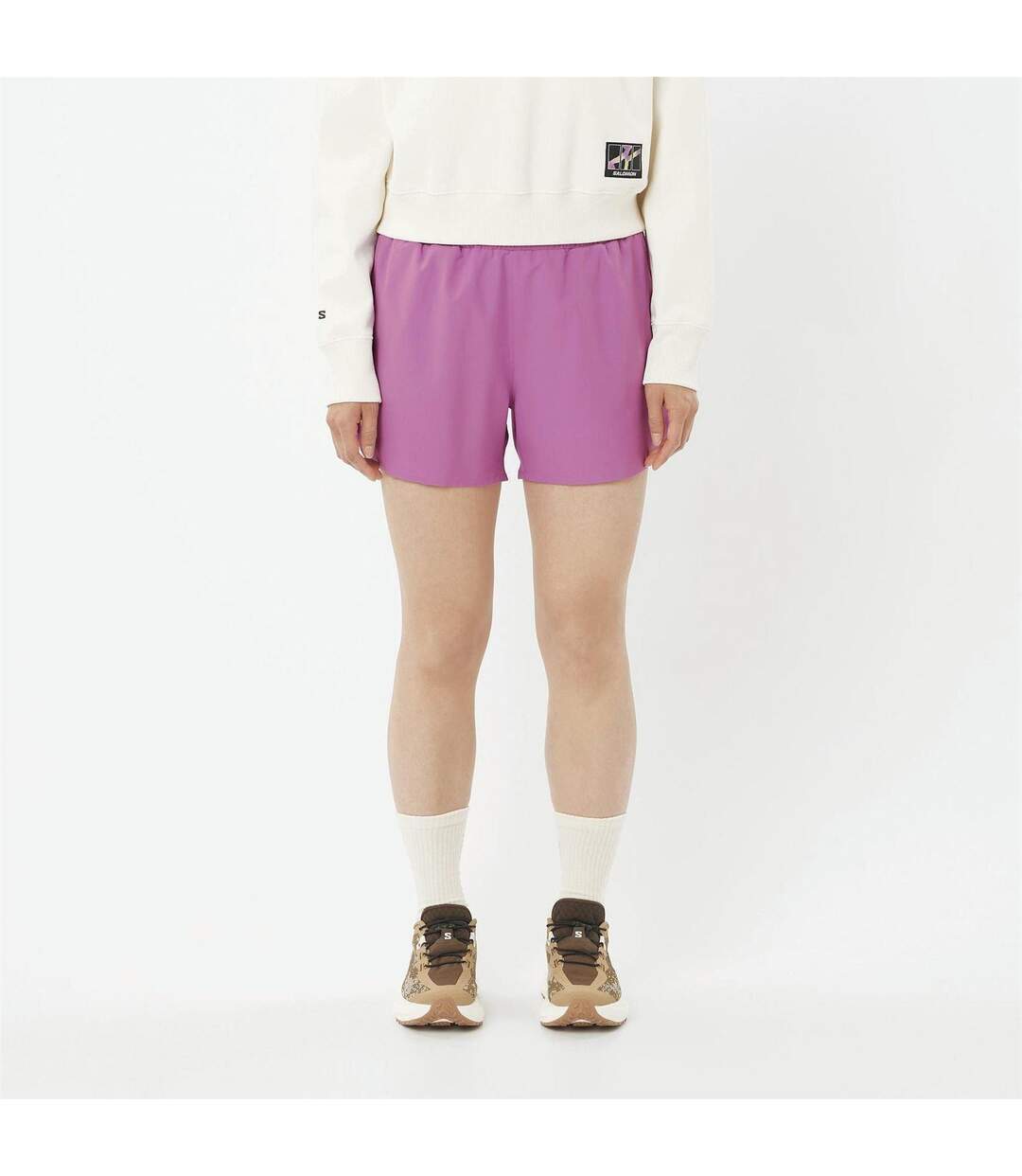Womens/ladies Shakeout Core Running Shorts Purple Salomon-1