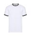 Mens Ringer T-shirt White Black Fruit Of The Loom-1