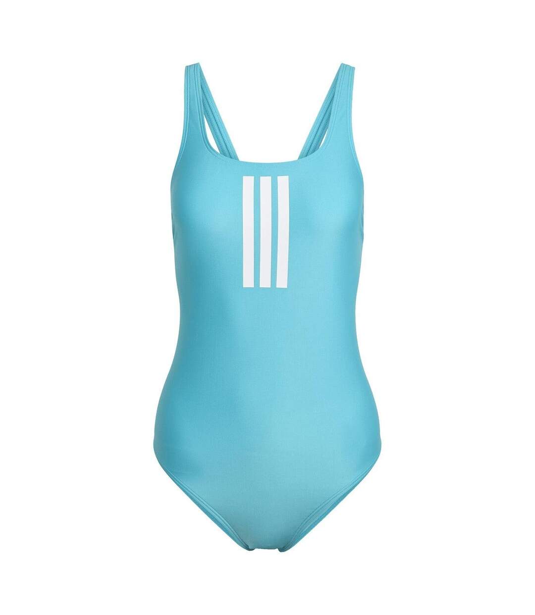 Womens/ladies Triple Stripe One Piece Swimsuit Cyan Adidas-2