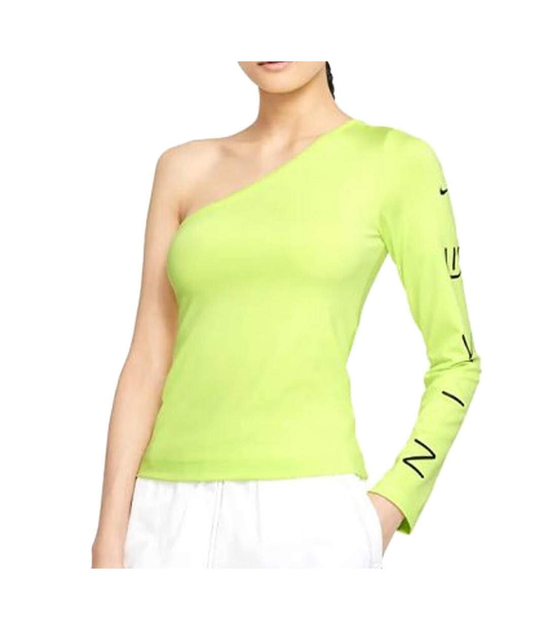 T-shirt asymétrique à manches longues Vert Fluo Femme Nike - L-1