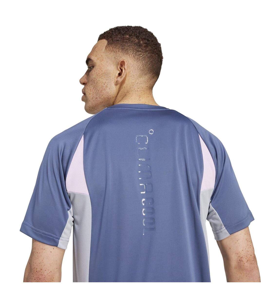 Mens Colour Block Climacool T-shirt Preloved Ink Adidas-4