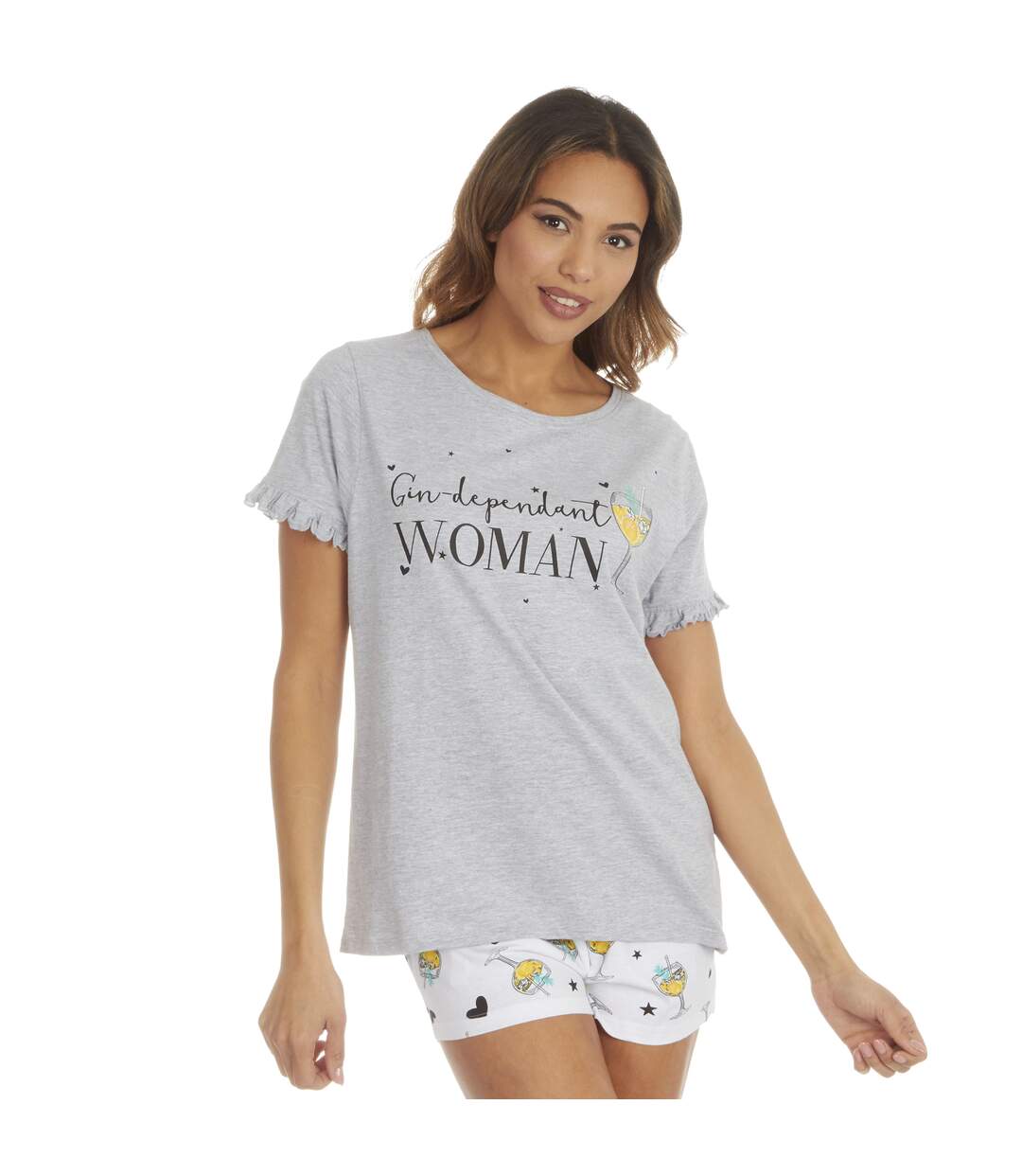 Ensemble de pyjama court femme gris Slumber Party-3