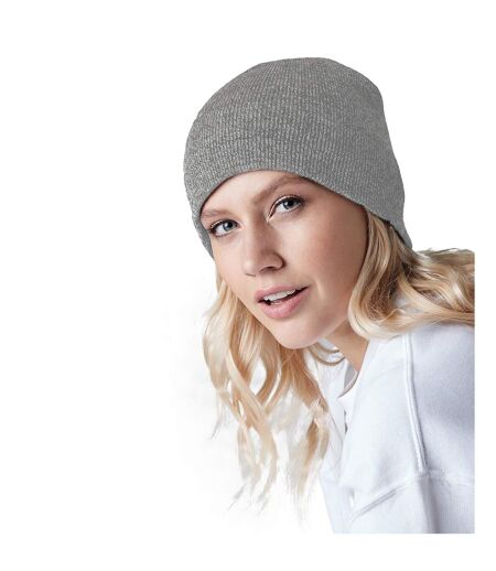 Beechfield Plain Basic Knitted Winter Beanie Hat (Heather Gray)