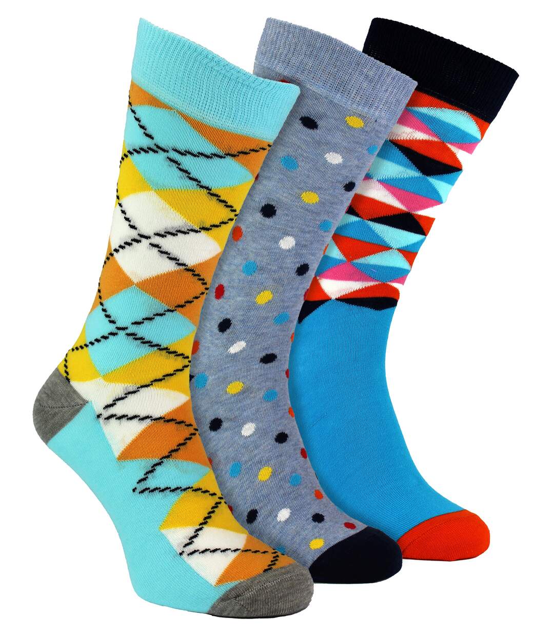 3 Pairs Classic Argyle Patterned Dress Socks-1