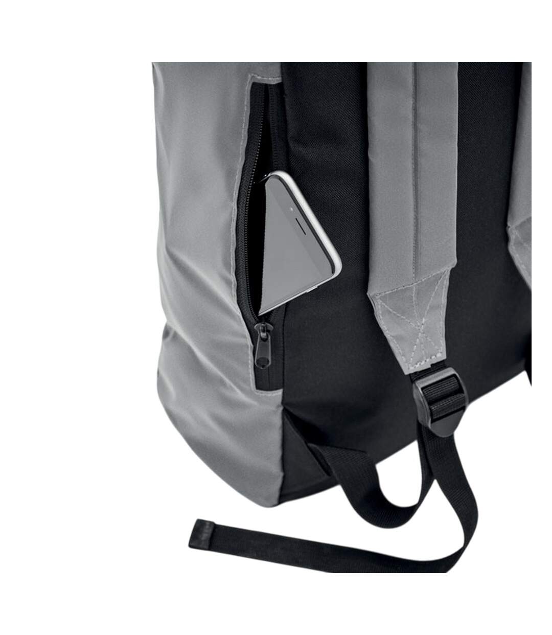 Bright rollpack roll top reflective backpack one size matt silver MidOcean-3