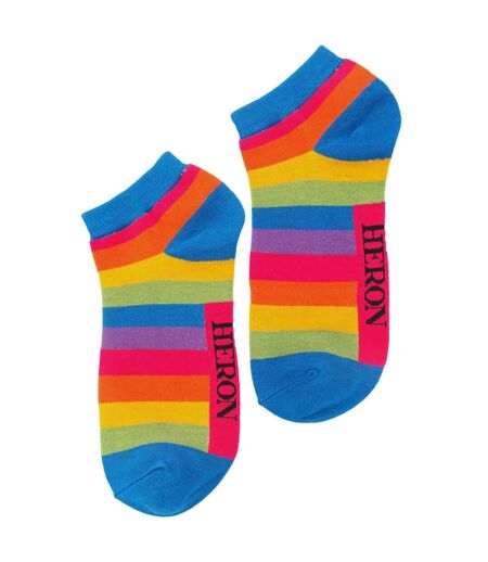 1 Pack Mens Rainbow Striped Bamboo Trainer Socks