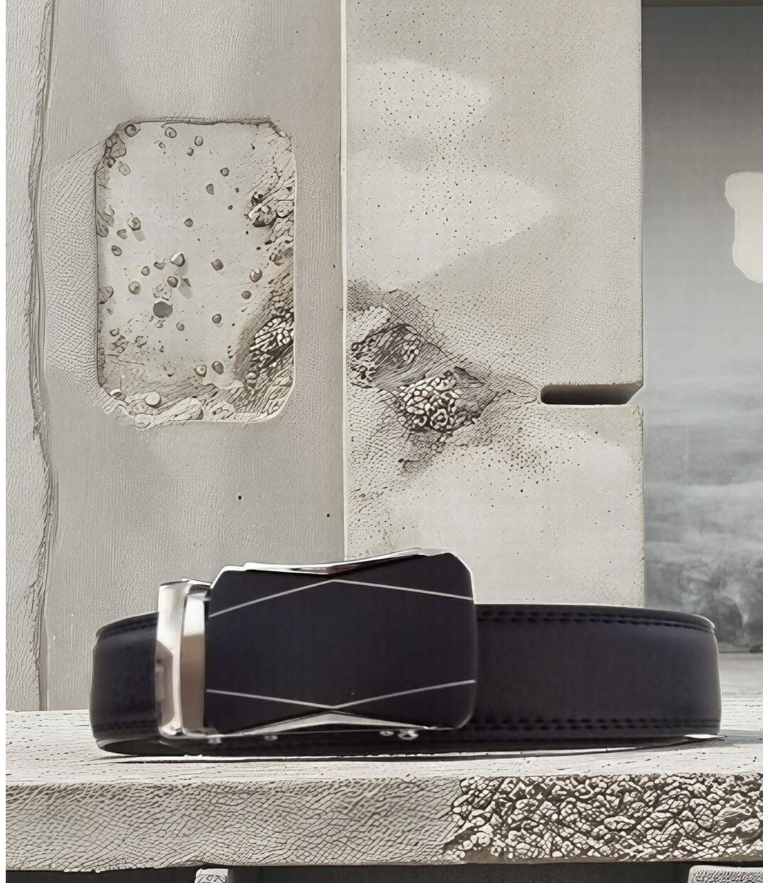 Ceinture en cuir noir pour hommes - Ajustable et élégante, idéale pour tous les styles-5