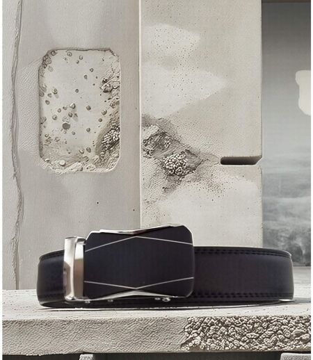 Ceinture en cuir noir pour hommes - Ajustable et élégante, idéale pour tous les styles