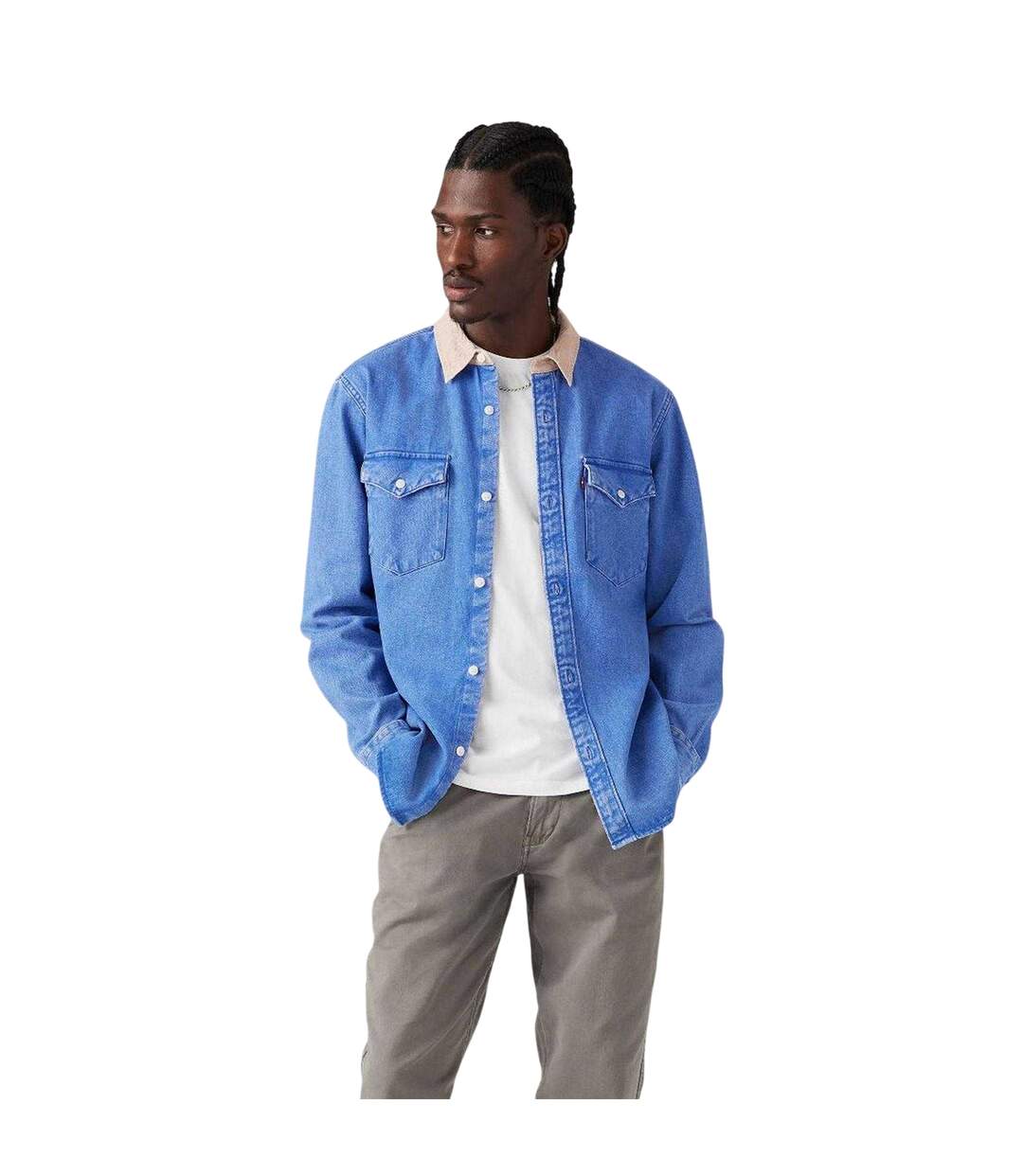 Surchemise Western Homme Vieux Bleu Délavé Levis-4