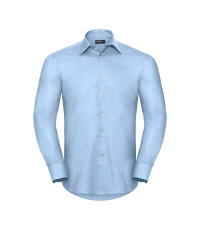 Russell Collection Mens Long Sleeve Easy Care Tailored Oxford Shirt (Oxford Blue)