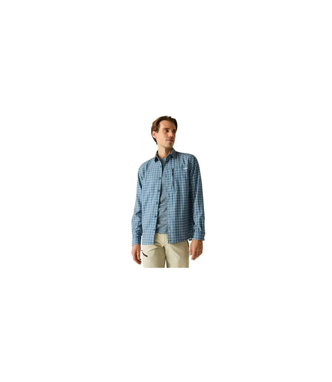 Mens Checked Insect Repellent Travel Shirt China Blue Regatta-1