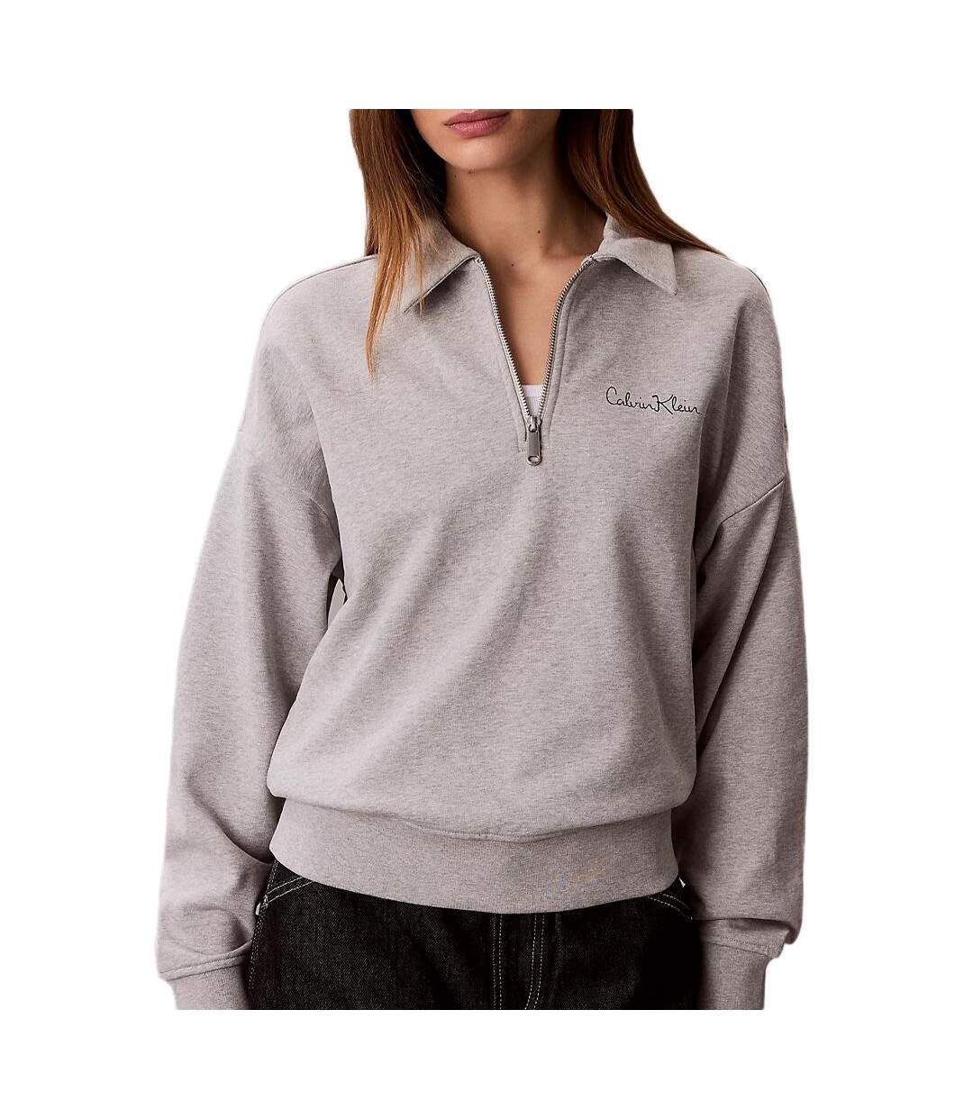 Sweat gris femme calvin klein jeans french terry-1