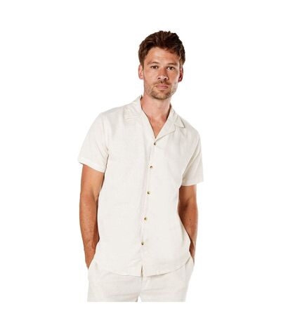 Mens linen blend revere collar short-sleeved shirt off white Burton