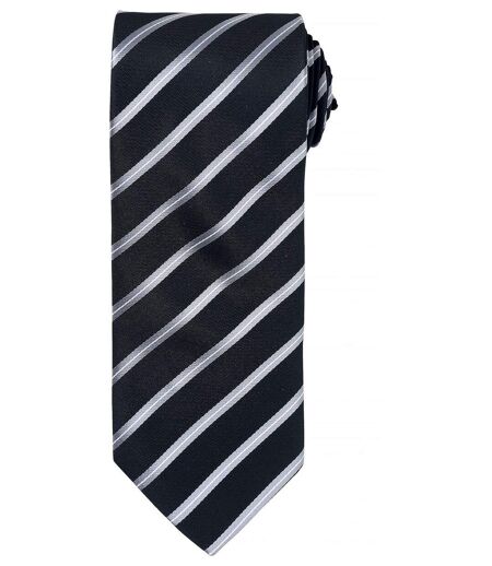 Cravate rayée sport - PR784 - noir et gris