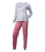 Pyjama Femme Long Fantaisie Doublé Polaire F9574 FLAMINGO Gris