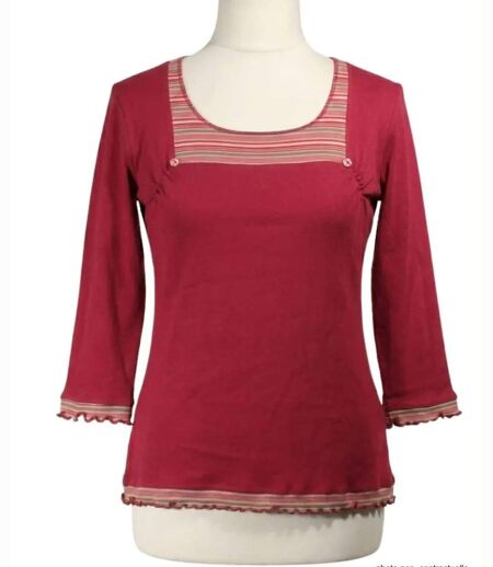 T-shirt Manches Longues Femme 100% Coton Fuchsia – Confort Absolu