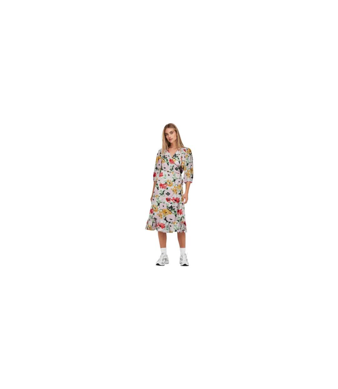 Robe Portefeuille Manches Bouffantes Femme Blanc Only-1