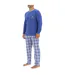 Ensemble Pyjama long homme en popeline à carreaux et Logo poitrine Pierre Cardin-3