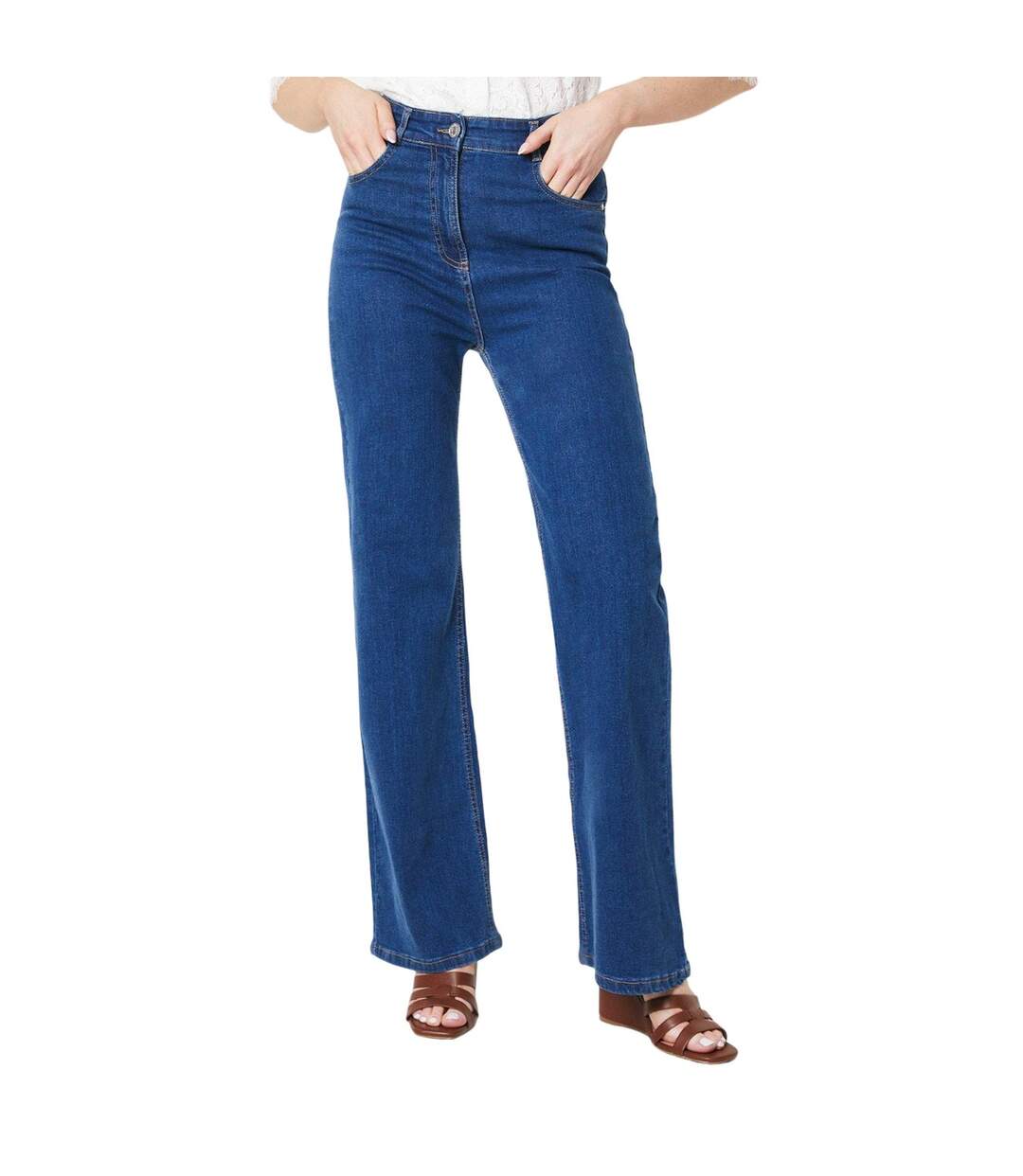 Womens/ladies wide leg jeans mid wash Principles