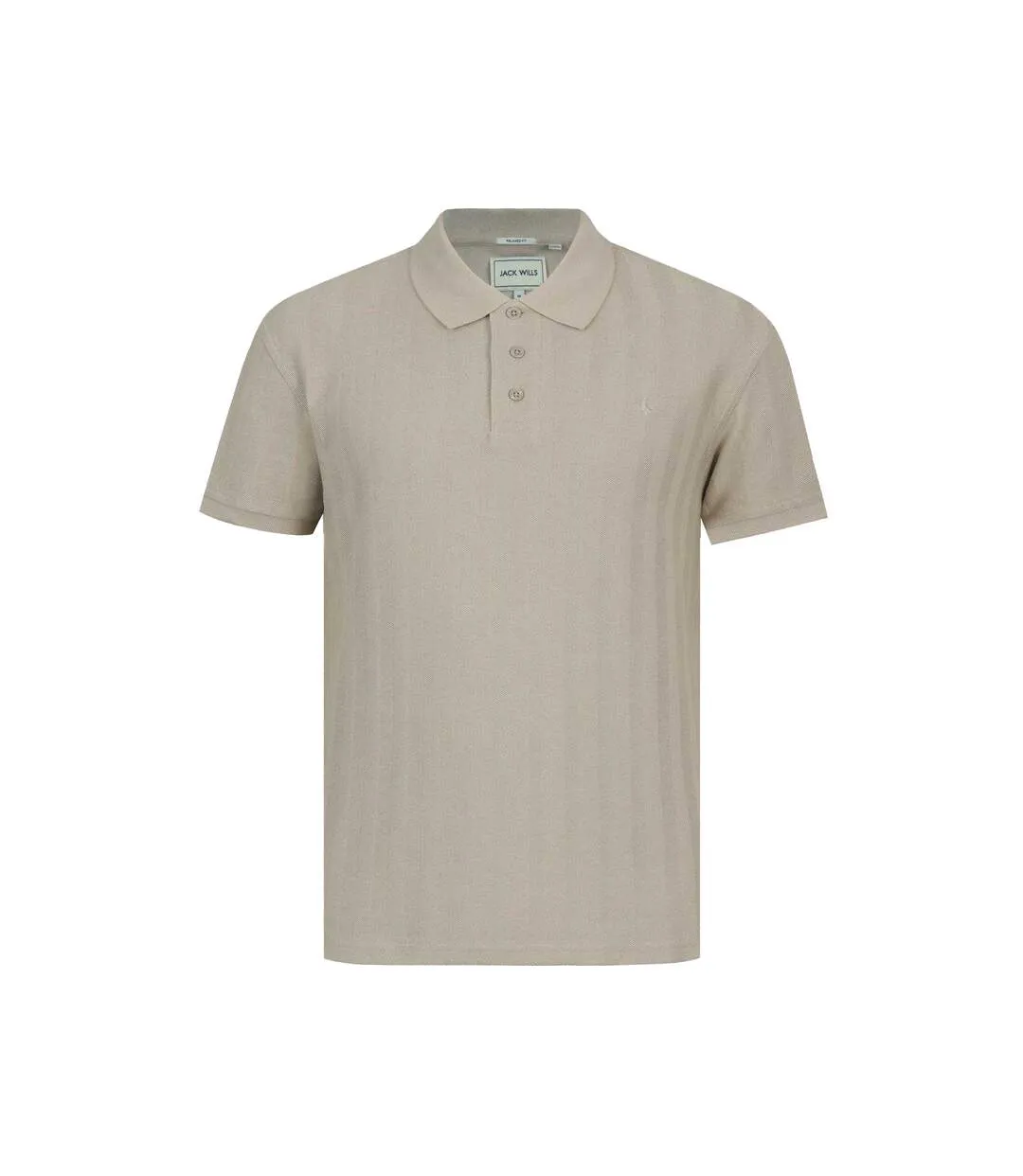 Mens Herringbone Cotton Polo Shirt Beige Jack Wills-1