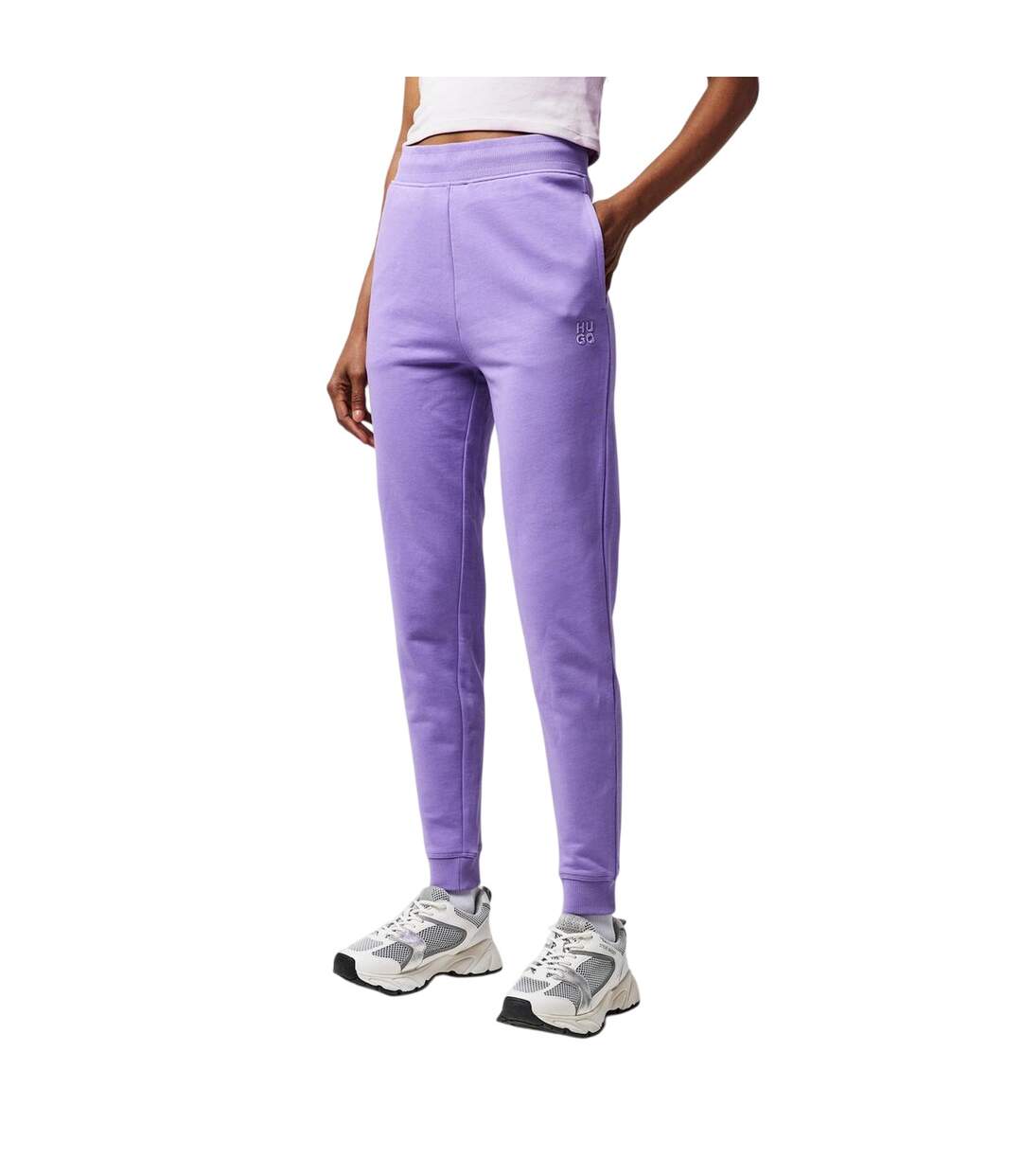 Womens/ladies Logo Jogging Bottoms Purple Hugo-4
