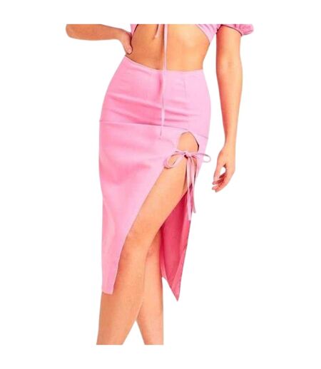 Jupe Longue Motif/style Fente Latérale Femme Rose Missy Empire