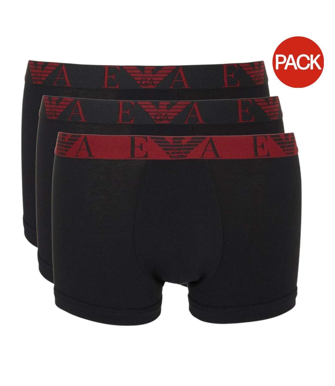Lot De 3  Boxers Homme Noir Rouge Emporio Armani-2