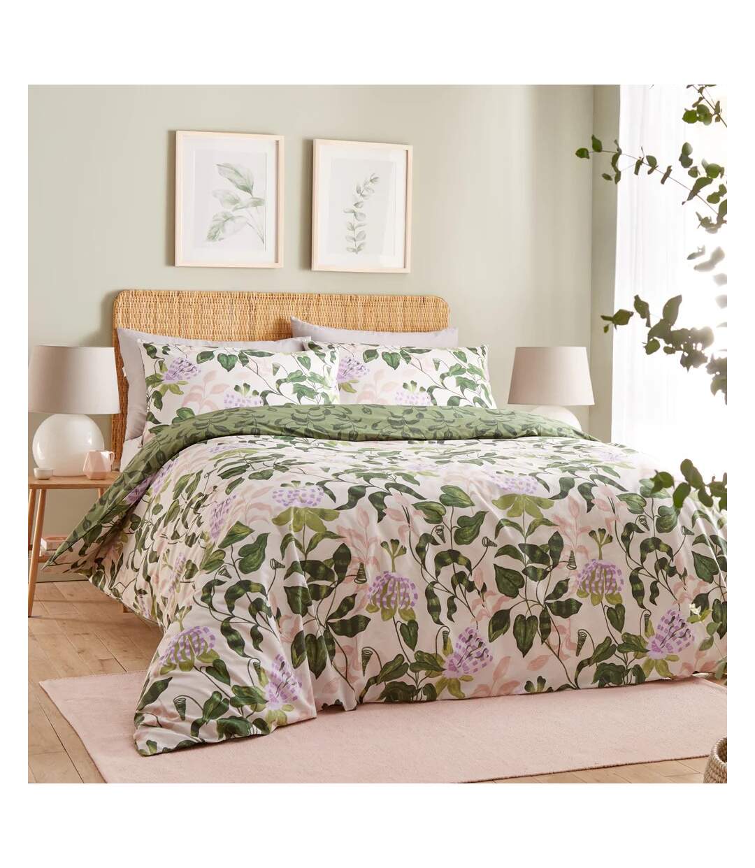 Passiflora botanical duvet cover set peach/vine green Wylder-1