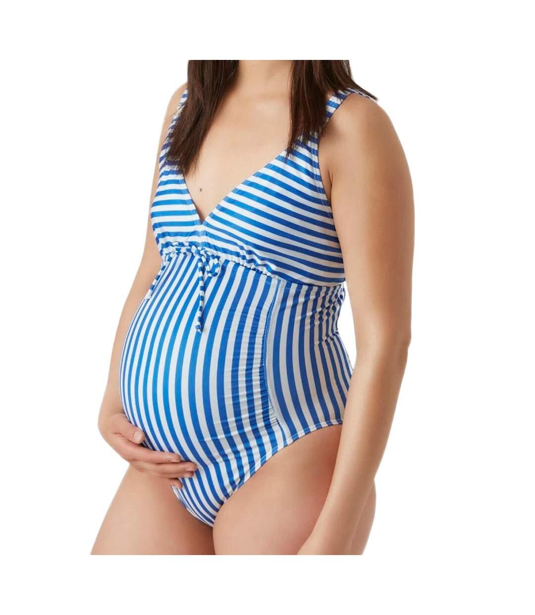 Maillot de bain de Grossesse Blanc/Bleu Femme Mamalicious Zaga - L-1