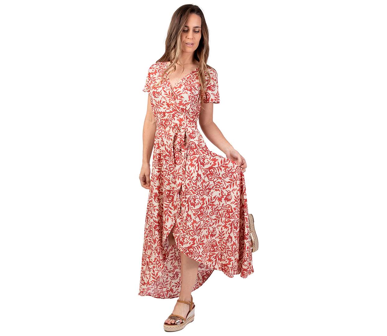Robe longue élégante SAKURA motif ethnique chic Coton Du Monde-1