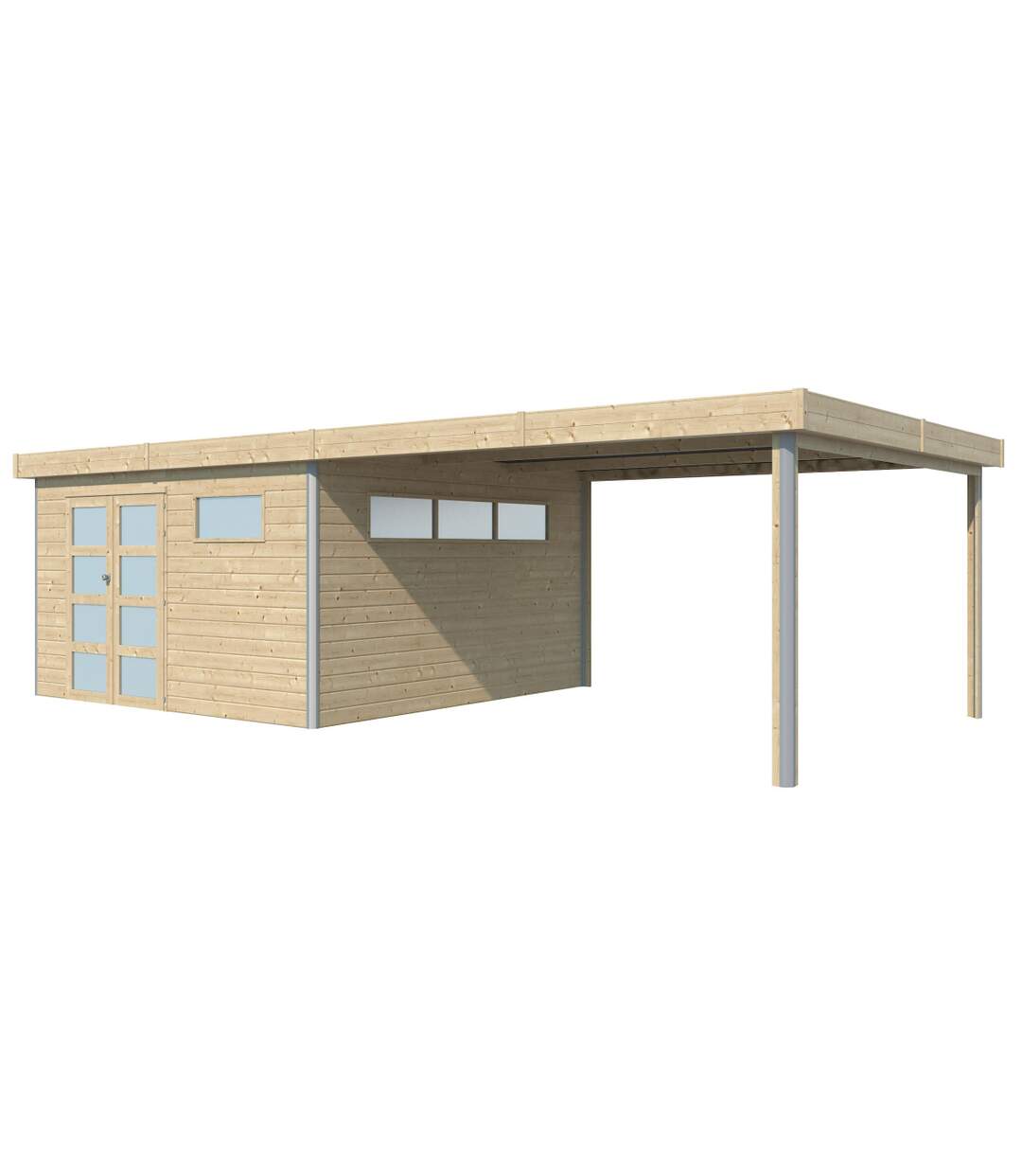 Chalet en bois profil aluminium contemporain avec extension 30.16 m² Sans option