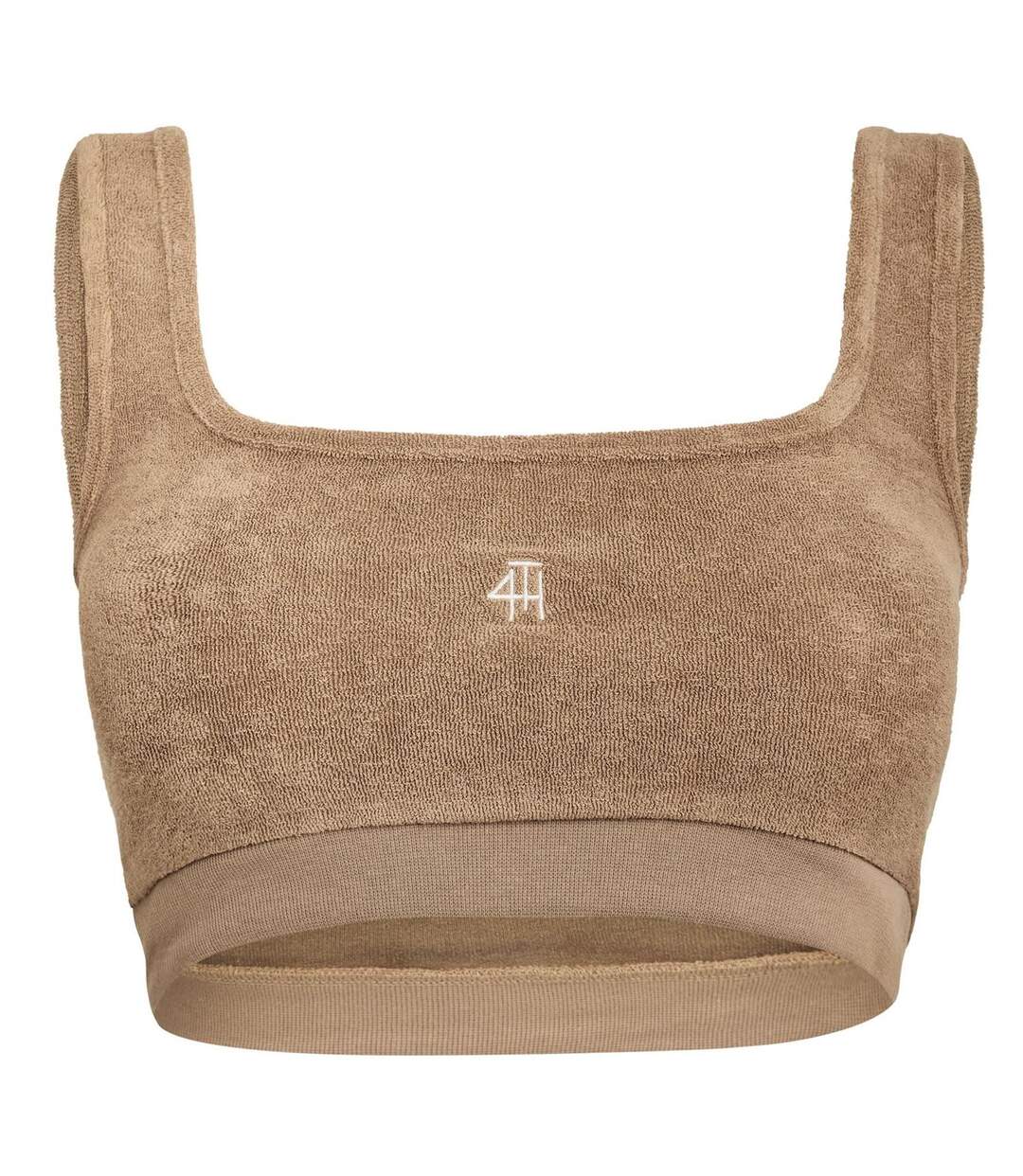 Womens/ladies Drift Strappy Plush Crop Top Beige 4th & Reckless-2