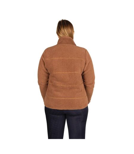 Womens/ladies Teddy Fleece Jacket Brown Hy