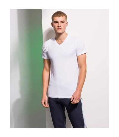 T-shirt À Manches Courtes Et Col En V Homme Blanc Skinni Fit