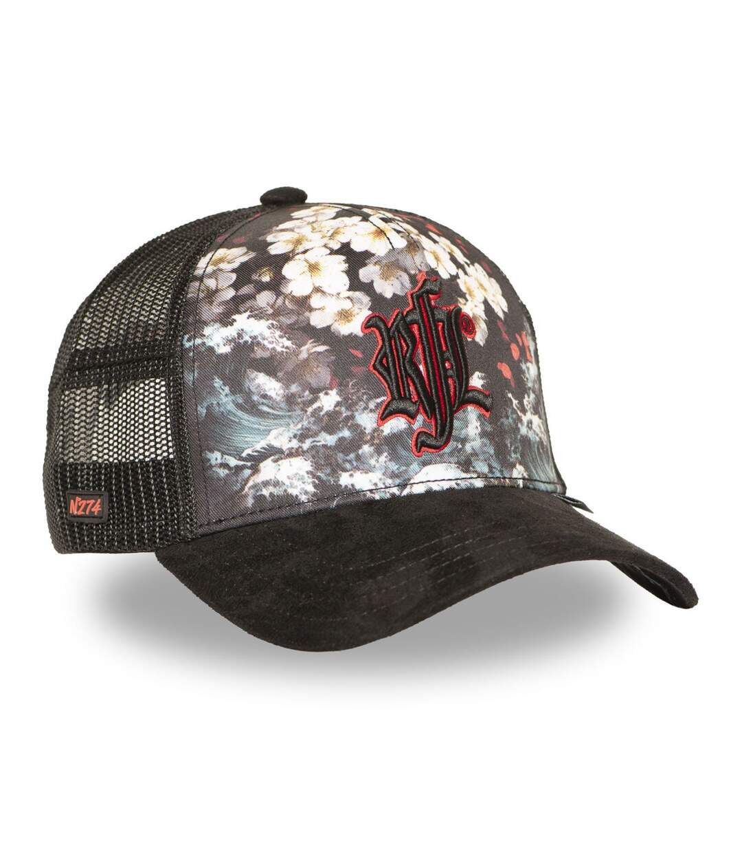 Casquette trucker imprimée avec filet et logo brodé Sakura Waves Rock'n Free Life-4