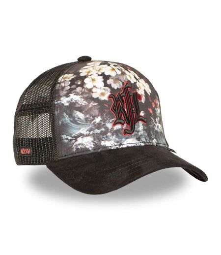 Casquette trucker imprimée avec filet et logo brodé Sakura Waves Rock'n Free Life