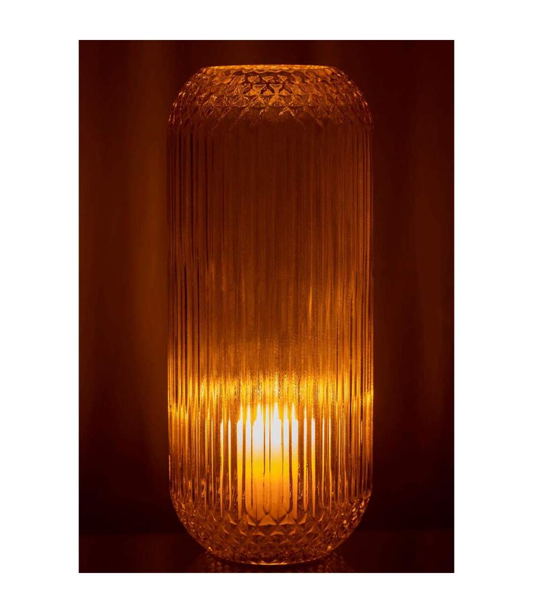 Vase Design en Verre Droit 36cm Jaune-3