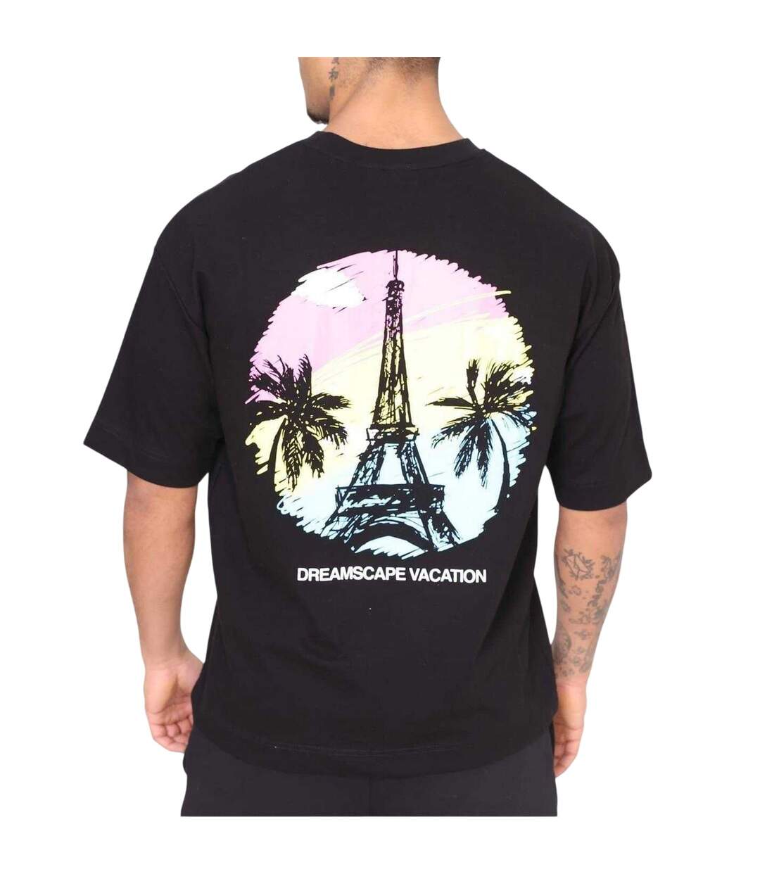 T-shirt Dreamscape Homme Noir Rose London-2