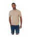 Mens Crew Neck Regular T-shirt Beige Threadbare-1