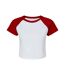 Womens/ladies micro-rib raglan crop top white/red Bella + Canvas